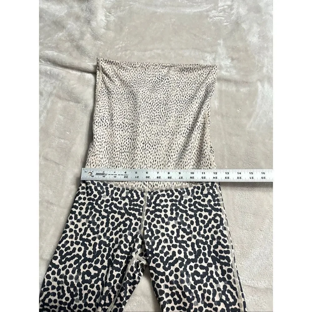 Lululemon Maternity Leggings Sz 4 White Blue Groove Flare Athletic Animal Print